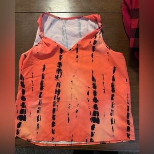 Women's Neon Orange Tie-Dye Tank Top